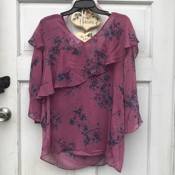 NWT Motherhood Maternity Sheer Ruffle Blouse M - Picture 7 of 8